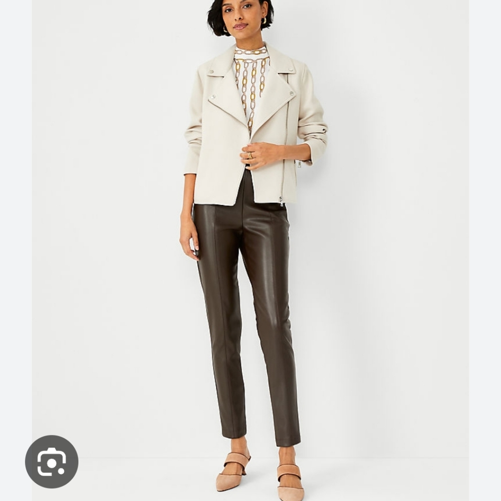 Ann Taylor Faux Leather Seamed Side Zipper Legging